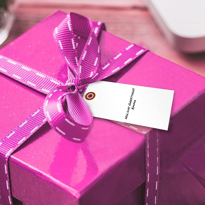 SmartSign 4.75 x 2.375 inch Blank White Shipping Tags with Wires (Size-5), Metal Eyelet, 7.5 mil HDPE Plastic, Writable, Pack of 1000