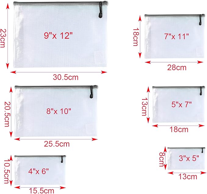 Oaimyy-18 Pcs-5"x 7"-Mesh Zipper Pouches File Bags Puzzle Storage Bags Folders Large Bag Zip Pouch for Office Supplies,Organizing Classroom Storage,Board Game Organization-Black