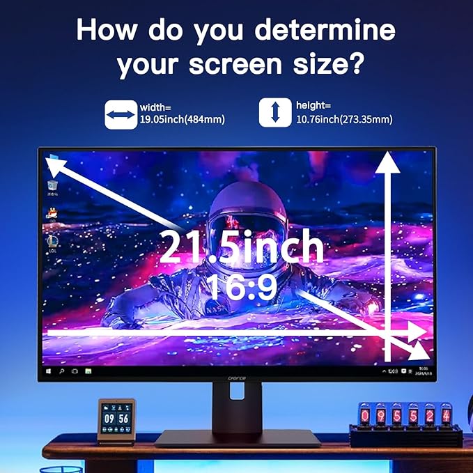 [2 Pack] 2 Pack Magnetic Hanging Computer Privacy Screen 21.5 Inch for 16:9 Widescreen Monitor, Removable Privacy Screen Anti Glare Blue Light Computer Screen Privacy Shield, Anti-Scratch