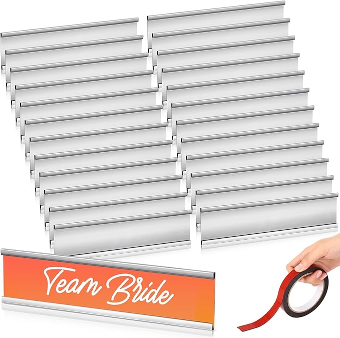 36 Pack Leifide Name Plates for Doors, 2 x 8 Inches Aluminum Office Name Plate Holder for Wall, Meeting Room, Office, Business Department, Desk, Warning Area