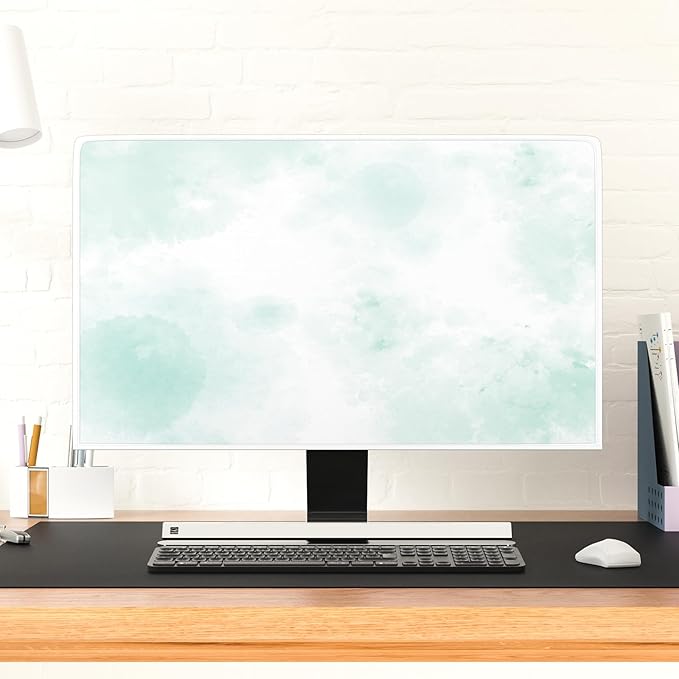 Baocicco Abstract Watercolor Waterproof Computer Monitor Cover 22, 23, 24, 25 Inch Cyan Marble Dip Dyeing Dust Proof Monitor Covers for Computer Screen Anti-Static Dustproof Protective，Mint Green