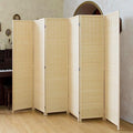 Loomveil 6 Panel Room Divider Folding Privacy Screen,67 inch Bamboo Panel Divider for Home Partition,Beige