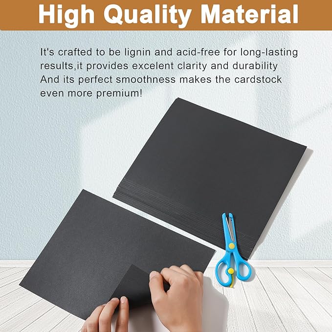 Silunkia 40 Sheets Black Shimmer Cardstock 8.5 x 11 Halloween Cards, 75lb Heavyweight Black Paper Card Stock for Card Making, greeting Cards, Wedding Invitations, Paper Crafting