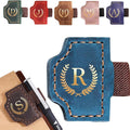 Personalized Mark Bookmark with Pen Holder, Leather Magnetic Book Marker 26 Letters,Custom Initials Page Marks, Gifts for Book Lovers Readers Men Women (Blue, R)