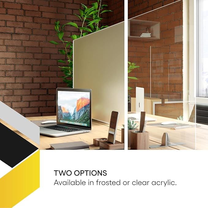 OBEX Acrylic Free Standing Screen, Divider for Desk Privacy Home & Office Partitions for Table Top Workstation, Portable Cubicle Panel for Work, 24" x 60", Frosted
