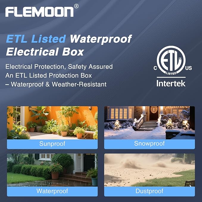 Flemoon [9 Pack] Outdoor Extension Cord Safety Cover, IPX4 Waterproof Connection Protector, Weatherproof Electrical Box for Outdoor Plug, Outlet, Holiday Light, Christmas Decorations, Black
