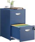SteeLoong 2 Drawer File Cabinet with Lock,Blue Metal Office Drawers Filing Cabinets for Home Office, Two Drawer Under Desk File Cabinet for Hanging Letter,Easy Assemble