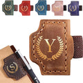 Personalized Bygone Mark Bookmark with Pen Holder, Leather Magnetic Bookmark 26 Letters,Gifts for Book Lovers, Readers, Leather Book Marks for Men Women (Brown, Y)