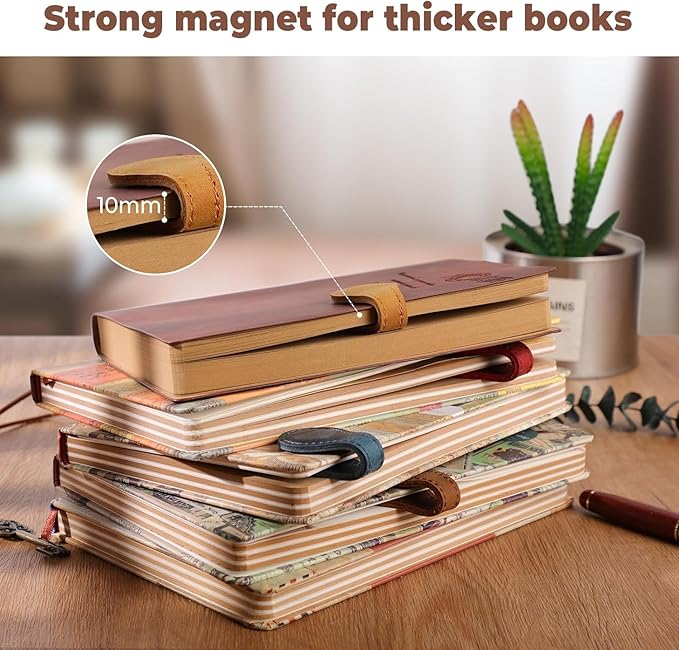 Personalized Magnetic Leather Bookmark, 26 Letters Custom Leather Bookmarks, Handmade, Leather Magnetic Bookmark for Book Lovers Readers Women Kid(Dark Yellow，P）