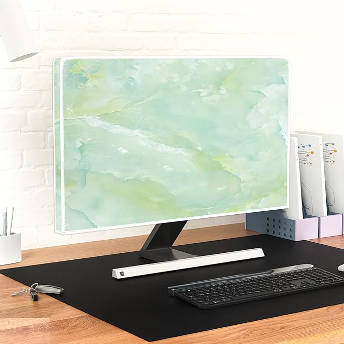 Baocicco Sage Green Marble Waterproof TV Dust Cover 58, 59, 60 Inch Anti-Static Dustproof Abstract Creative Desige Television Accessories TV LCD Screen Texture TV Decoration for Tablet