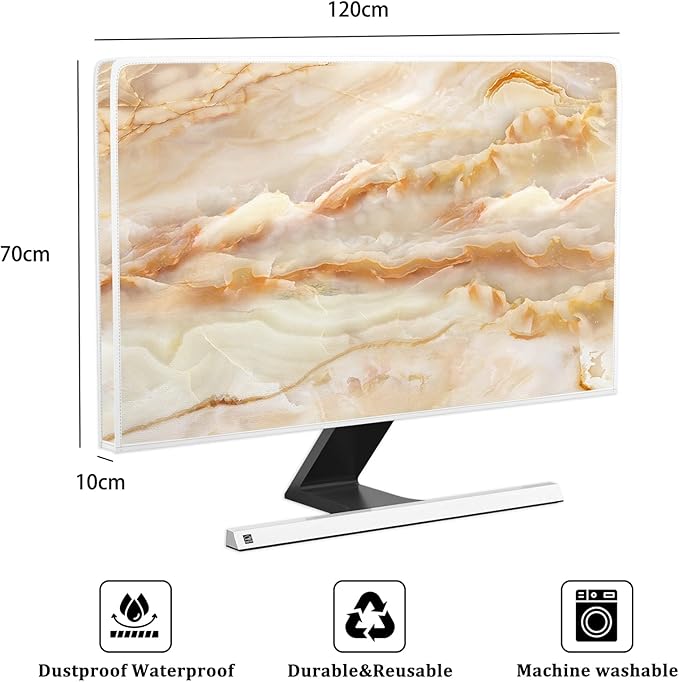 Baocicco Abstract Waterproof TV Screen Cover with Marble Design Aesthetic Television Covers for Xmas Decoration Anti-Static Dustproof Protective Cover for LED LCD OLED TVs 50, 51, 52 Inch