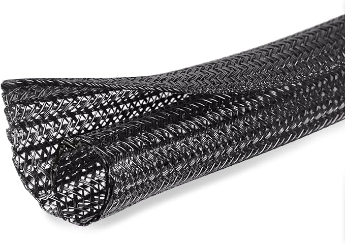 Moxita 10ft - 3/4 inch Cable Protector Sleeve Split Wire Loom Tubing for Power, Audio, USB, Cord Management for TV, Computer, Protection from Pets Chewing, Black
