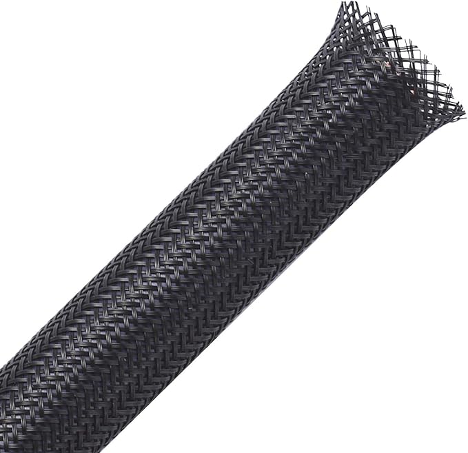 25ft - 1.25 inch PET Expandable Braided Sleeving – Black – Alex Tech Braided Cable Sleeve