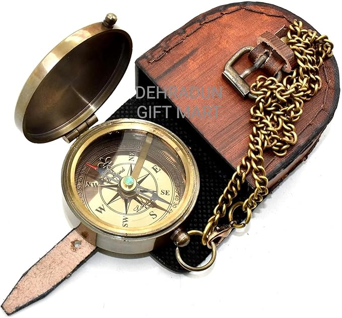 ''Trust in The Lord'' Proverb3:5-6 Special Bibal Quote Scriptue Engraved Compass with Leather Case Guidance Gift | Religious Gift Compass | Baptism Gift | Graduation Gift Compass