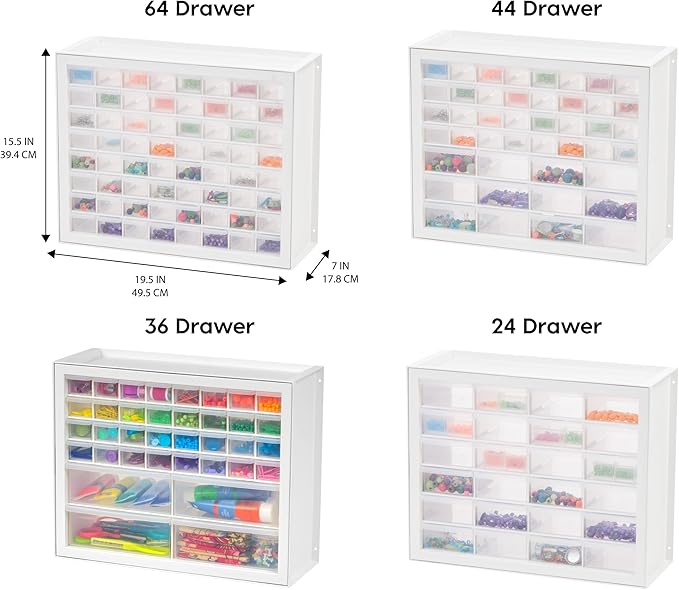 IRIS USA Screw Tool Organizer Small Parts Cabinet Chest, 36-Drawer Hardware Electronics Nuts Bolts Storage Drawers Organization Toolbox Garage Craft Business Teacher Beads Scrapbook Art Hobby - White