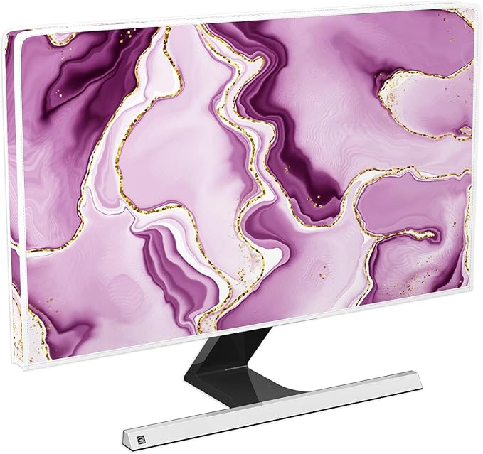 Baocicco Violet Gold Marble Waterproof Weatherproof and Dust-Proof TV Screen Cover 70 Inch for Home Office Creative TV Covers for TVs Screen Anti-Static Dustproof Protective