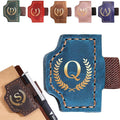 Personalized Mark Bookmark with Pen Holder, Leather Magnetic Book Marker 26 Letters,Custom Initials Page Marks, Gifts for Book Lovers Readers Men Women (Blue, Q)