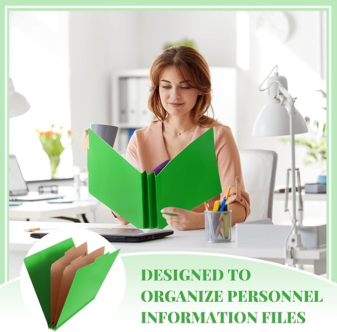 Skyygemm 60 Pcs Classification Folders Letter Size, 2 Divider Pressboard File Folders with 3. 5 Inch Expansion, 2 Prongs Fastener, Heavy Duty Office File Organizers for Teachers, Medical (Green)