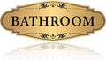Bathroom Sign Sticker for Business and Home，Self-adhesive Brushed Gold Bathroom Decor for Door，Waterproof Vinyl Restroom Sign for House, Office, Shop