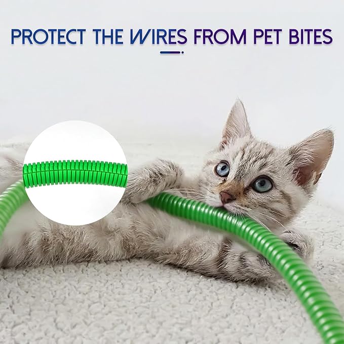 Split Wire Loom Tubing,10,25ft Cord Protectors from Pets No Chew, Flexible Wire Covers Cord Protectors, Protective Split Cable Sleeve for Automotive Home Industrial Wires(Green, 0.98inch-25ft)