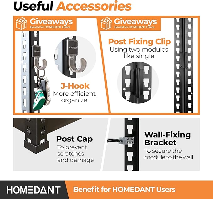 HOMEDANT 5 Tier Storage Shelves Adjustable Laminated Boltless Garage Metal Shelving Unit Heavy Duty Utility Rack Shelf Warehouse Pantry Closet Kitchen (2, (S) 28" W, Black)