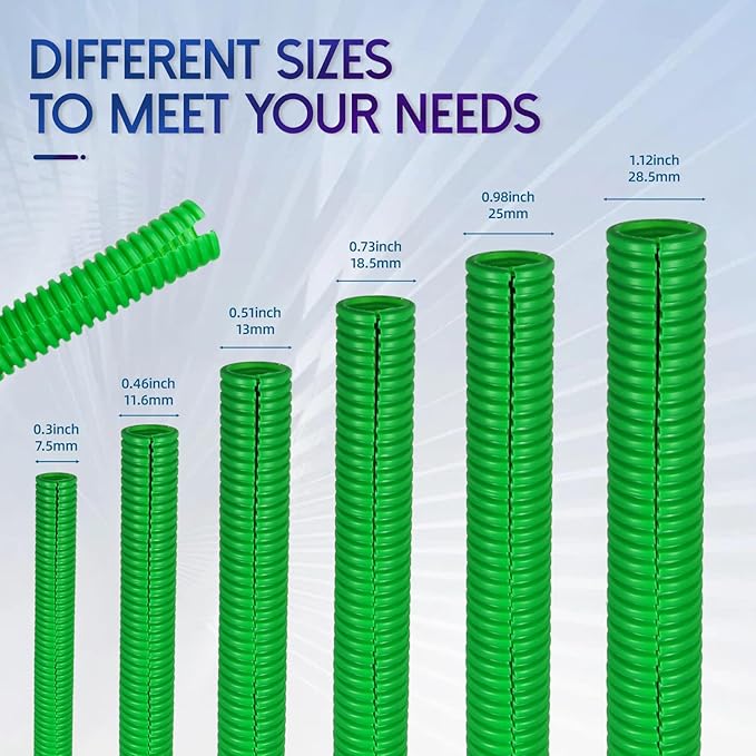 Split Wire Loom Tubing,10,25ft Cord Protectors from Pets No Chew, Flexible Wire Covers Cord Protectors, Protective Split Cable Sleeve for Automotive Home Industrial Wires(Green, 1.12inch-10ft)