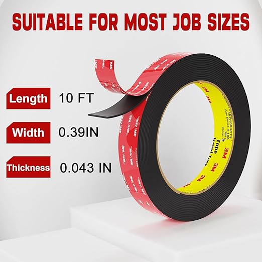 3M Double Sided Tape Heavy Duty 10FT,Double Sided mounting Tape for Walls,3M vhb Strong Double Sided Tape Heavy Duty for Car, LED Strip Light, Home/Office Decor