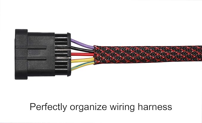 25ft - 1/4 inch PET Expandable Braided Sleeving – BlackRed – Alex Tech Braided Cable Sleeve