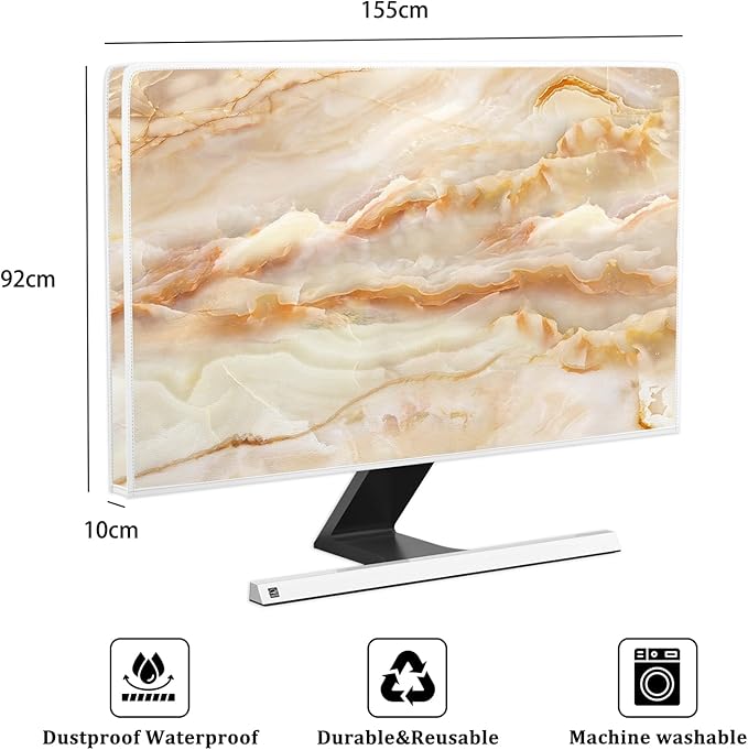 Baocicco Abstract Waterproof TV Screen Cover with Marble Design Aesthetic Television Covers for Xmas Decoration Anti-Static Dustproof Protective Cover for LED LCD OLED TVs 65 Inch