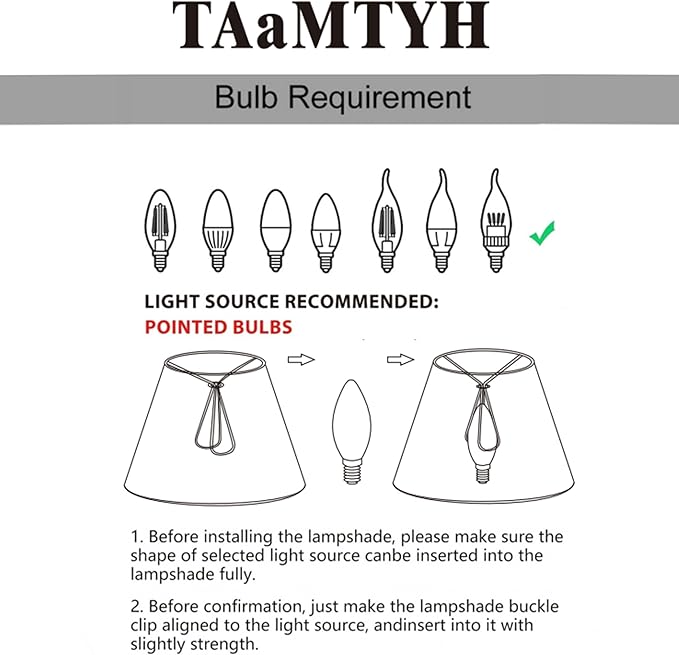TAaMTYH small lamp shade chandelier shades set of 6，Fabric Lampshade for Wall Lamp，chandelier shades，small tadle lamps，For Cutting Edge bulbs, Clip-on Fitter Lampshade，3" X 6" X 5"