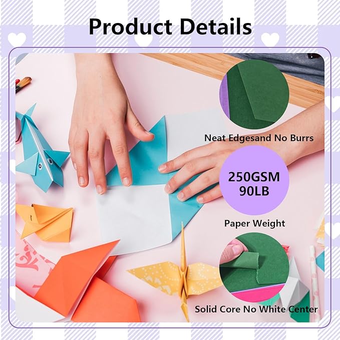 15 Sheets Colored Cardstock 12"x12",250gsm/90lb Heavyweight Cover Cardstock Paper, Thick and Smooth Card Stock Perfect for Card Making, Scrapbooking and Crafts(Multicolor)