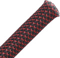 25ft - 3/4 inch PET Expandable Braided Sleeving – BlackRed – Alex Tech Braided Cable Sleeve