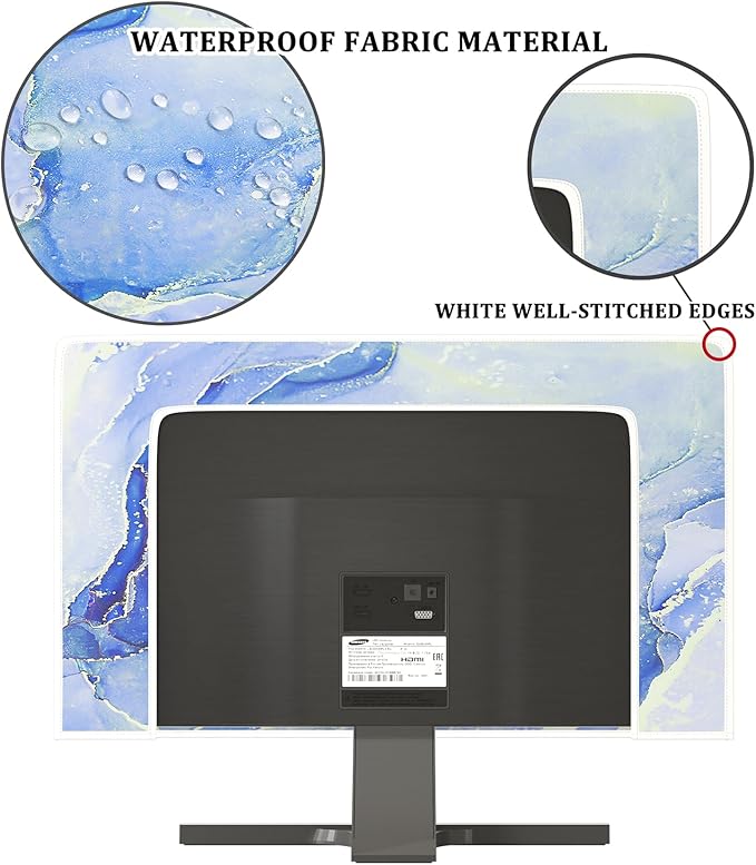 Baocicco Modern Violet Marble Waterproof Computer Monitor Dust Cover Anti-Static Dustproof Protective Cover for LCD/LED/HD 26, 27, 28 Inch Decorative Monitor Accessories Covers for Computer Screen