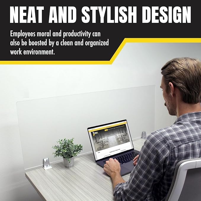 OBEX Frosted Acrylic Desk Mounted Privacy Panel, 18" x 42", Frosted