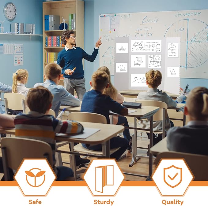 Henoyso 12 Pcs 36 x 48 Inch White Trifold Poster Board Large Tri Fold Presentation White Display Board Foldable Paperboard for Science Fair School Business Project Exhibition