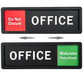Office Sign – Do Not Disturb/Knock Welcome Slide Switch Sign, Premium Durable Acrylic Material, Super Strong Self-Adhesive, Quick Installation, Suitable For Your Home And Business (9×3 Inches, Black)