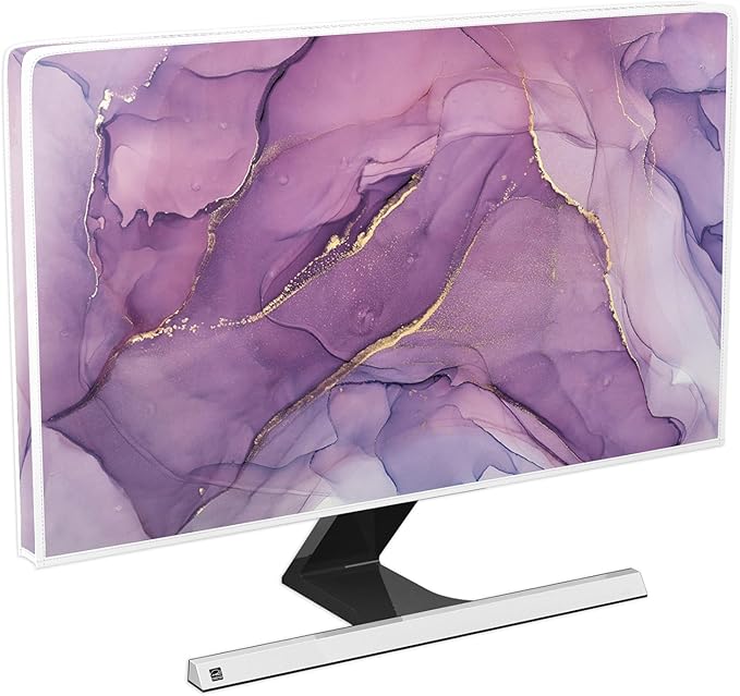 Baocicco Fashion Violet Marble Waterproof 26, 27, 28 Inch Anti-Static Dustproof Creative Design Computer Screen Cover Panel Case Computer Monitor Covers Sleeve Compatible with PC Desktop and TV