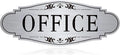 The Office Door Sign for Home and Business，Self-Adhesive Waterproof Brushed Silver Modern Office Sign Sticker for House，Business，Door, Window