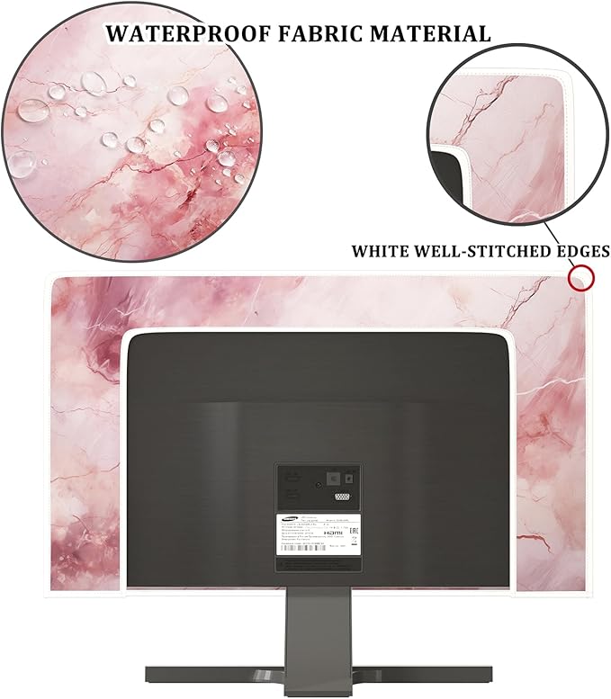 Baocicco Fashion Pink Marble Waterproof Television Cover 40, 41, 42, 43 Inch Full Body Covers for Television Screen Panel Case Computer Sleeve Compatible with PC, Desktop and TV LED LCD OLED