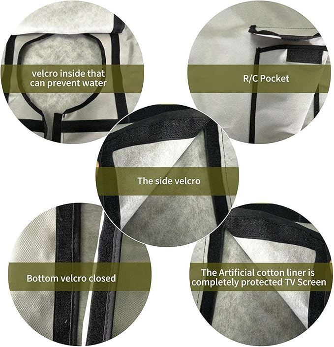 BroilPro Accessories Outdoor 60"-65" TV Set Cover,Scratch Resistant Liner Protect LED Screen Best-Compatible with Standard Mounts and Stands (Gray)