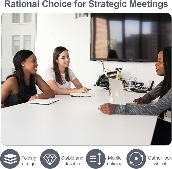 Conference Table,Folding Office Conference Room Tables On Wheels,Flip Top Mobile Folding Conference Table with White Tabletop Conference (4Pack160*60 * 75cm)