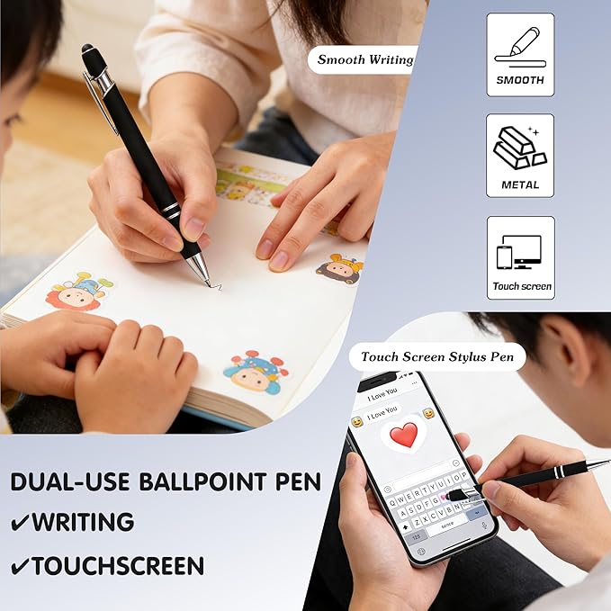 CRME Personalized Pens Custom Ballpoint Pen with Stylus Tip Customized Engraved Pens with Name/Logo Nurse Gifts Office Supplies for Women Metal Clip Ideal for Birthday School Party Rose Gold
