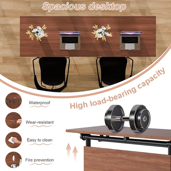 Conference Table Flip Top Mobile Conference Room Tables,Folding Conference Table with Wheels,Large Meeting Training Seminar Table Saving Space for Office Classroom(8D,70.8'')