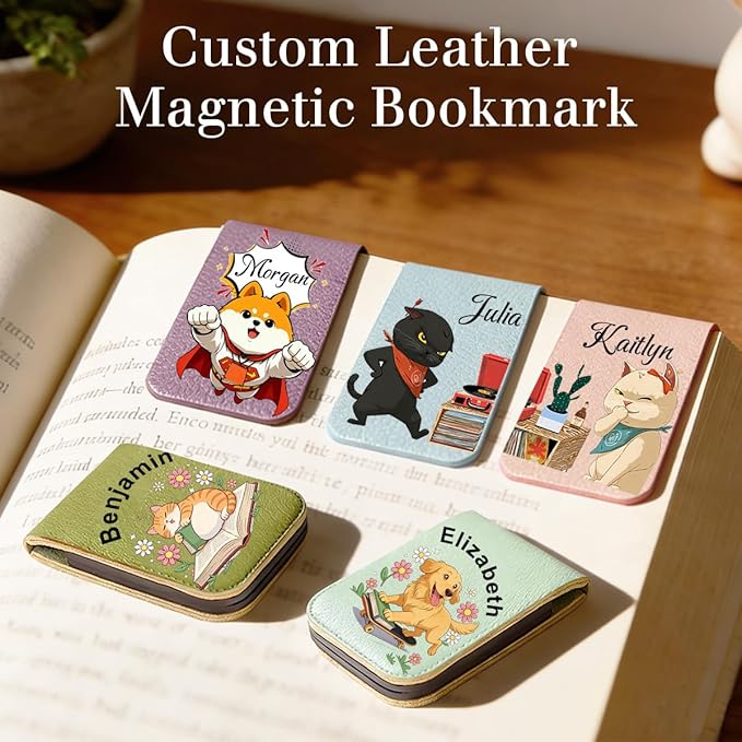Magnetic Bookmark Clip Personalized for Readers, Custom Name Magnetic Page Marker for Books,Gifts for Book Lover, Animal Lover Teachers, Student, Women and Firends