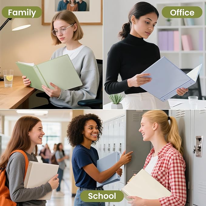 SUNEE 1/2 inch Binder 3 Ring 1 Pack, Clear View Binder Three Ring PVC-Free (Fit 8.5x11 Inches) for School or Office Supplies, Sage Green
