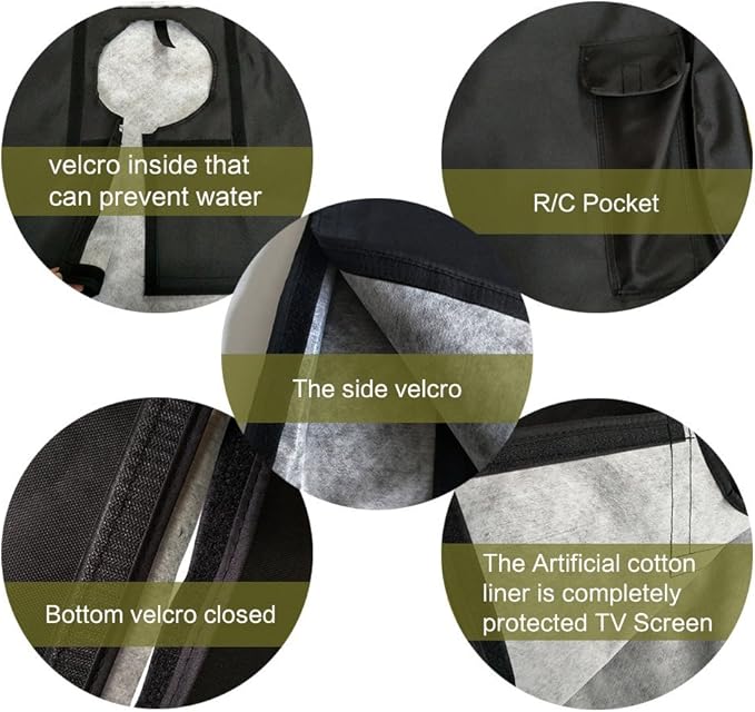 BroilPro Accessories Outdoor 40"-43" TV Set Cover,Scratch Resistant Liner Protect LED Screen Best-Compatible with Standard Mounts and Stands (Black)