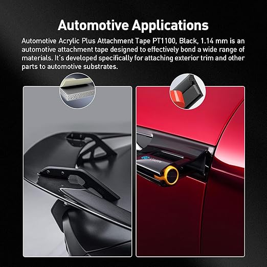 Automotive Acrylic Plus Attachment Tape 0.39" x 18Ft Made of 3M Pack of 2 Double Sided Tape PT1100 Heavy Duty for Moldings Claddings Panels Pads and Other Car Automotive Applications