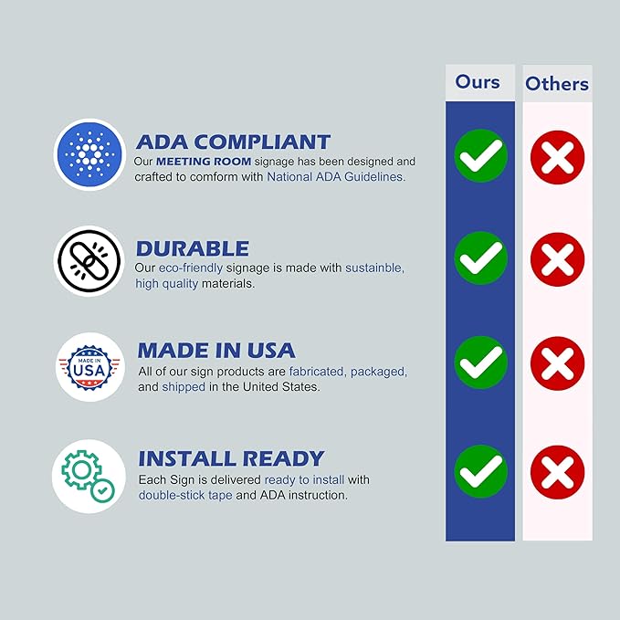 ADA CENTRAL SIGNS - 6" X6" Meeting Room Sign - ADA Compliant Tactile Graphics Grade 2 Braille Text Acrylic Wall Sign - Privacy Interview Room Name Door Sign for Schools Hospitals Offices & Apartments
