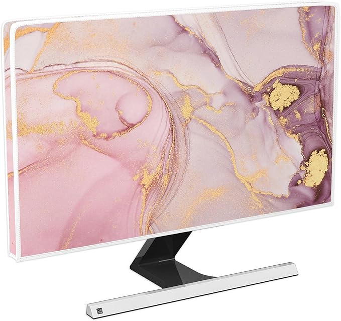 Baocicco Pink Gold Marble Screen TV Cover 32 Inch Decorative Modern Laptop Television Cover for Home TV Screen Texture Dust Proof Monitor Covers for Television Screen LED LCD OLED TVs