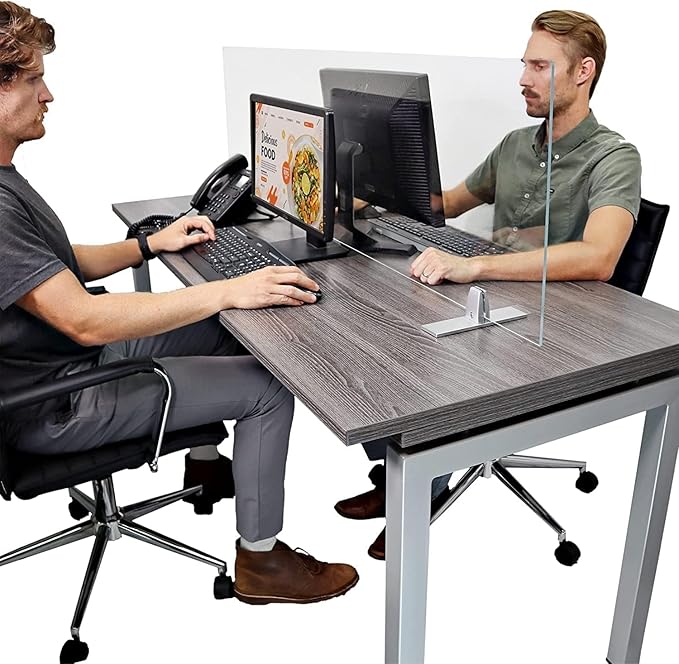 OBEX Acrylic Free Standing Screen, Divider for Desk Privacy Home & Office Partitions for Table Top Workstation, Portable Cubicle Panel for Work, 18" x 60", Clear